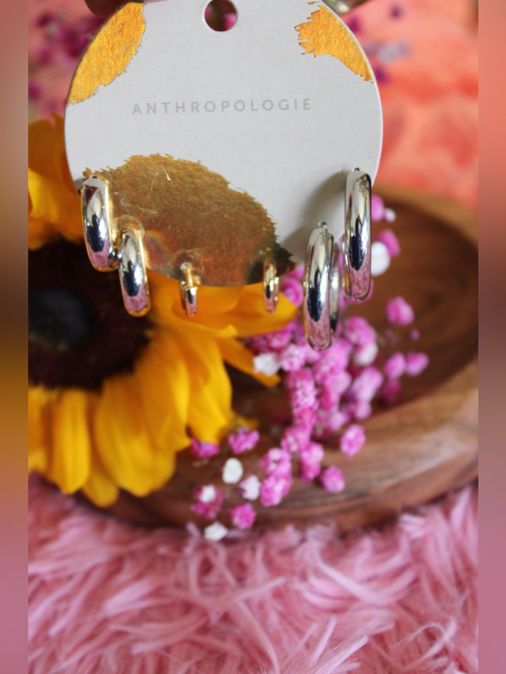 Anthropologie Silver n gold  Hoop Earring Set - Shiny Silver